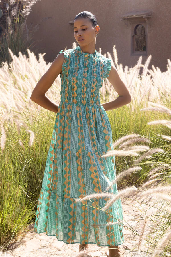 Sleeveless Smocked Maxi | Ascot Teal