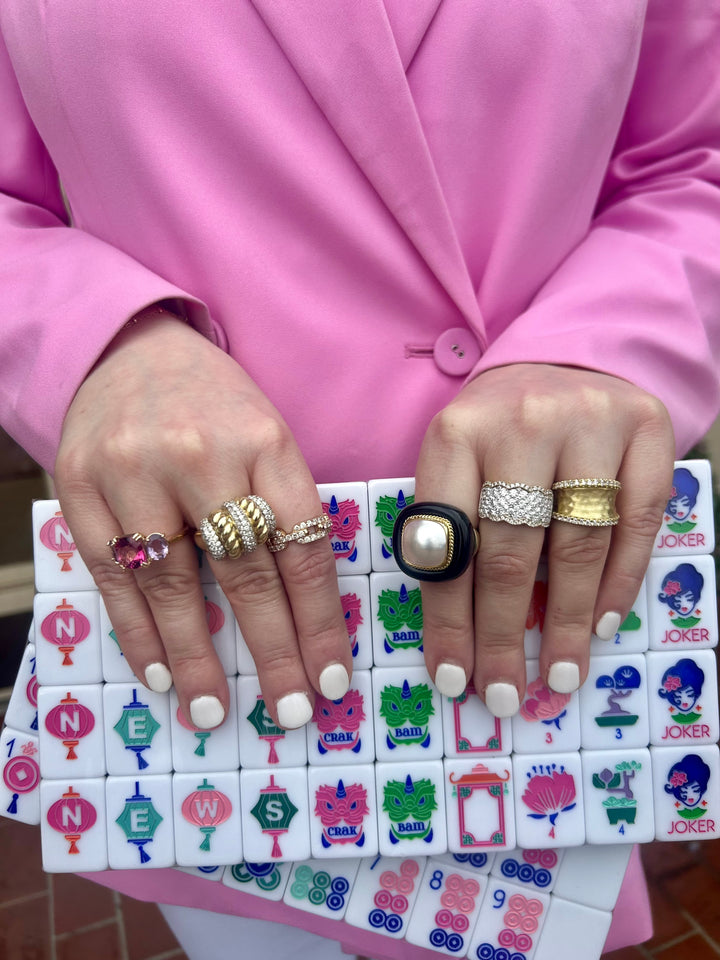 14kt Onyx and Mabe Pearl Ring