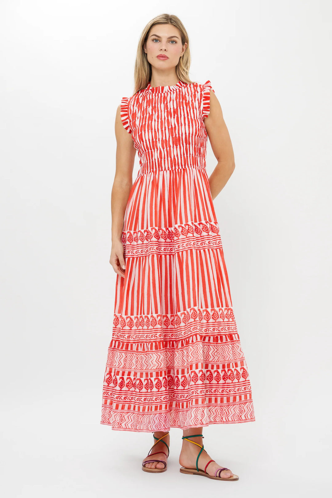 Sleeveless Smocked Maxi Dress | Santorini Red