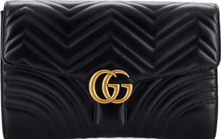 Gucci Calfskin Matelasse GG Marmont Clutch Black