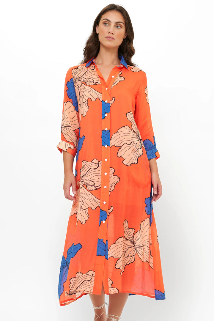 Shirt Dress Midi | Bora Bora Red