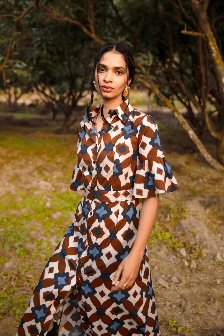 Brooke Dress | Mosaic Brown