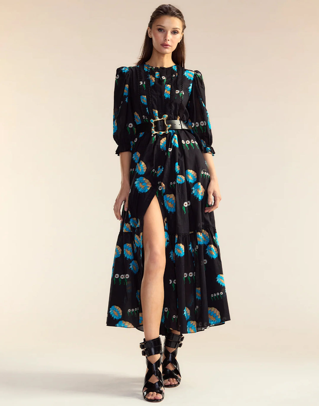 Eve Pintuck Dress | Black Multi