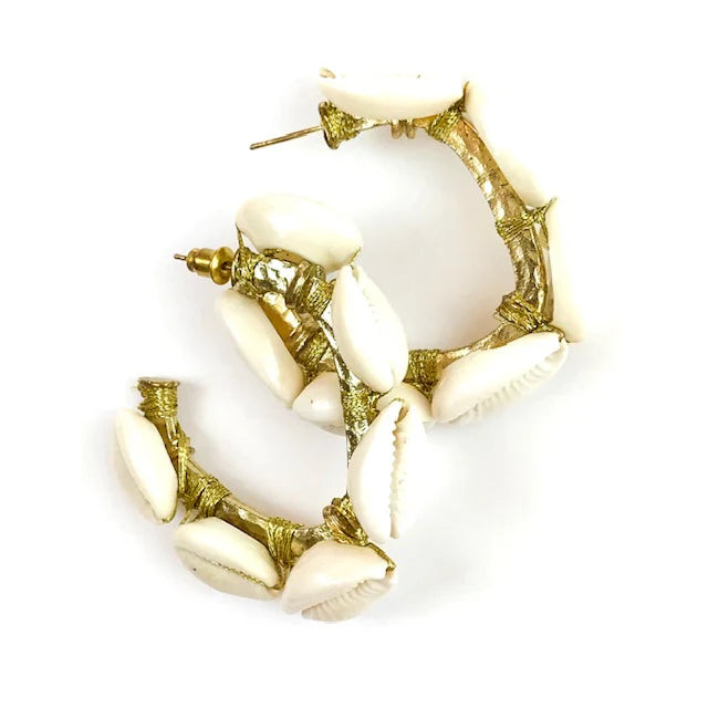 Cowrie Hoop Earrings