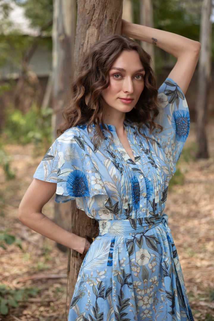 Leni Dress | Monet's Garden Blue