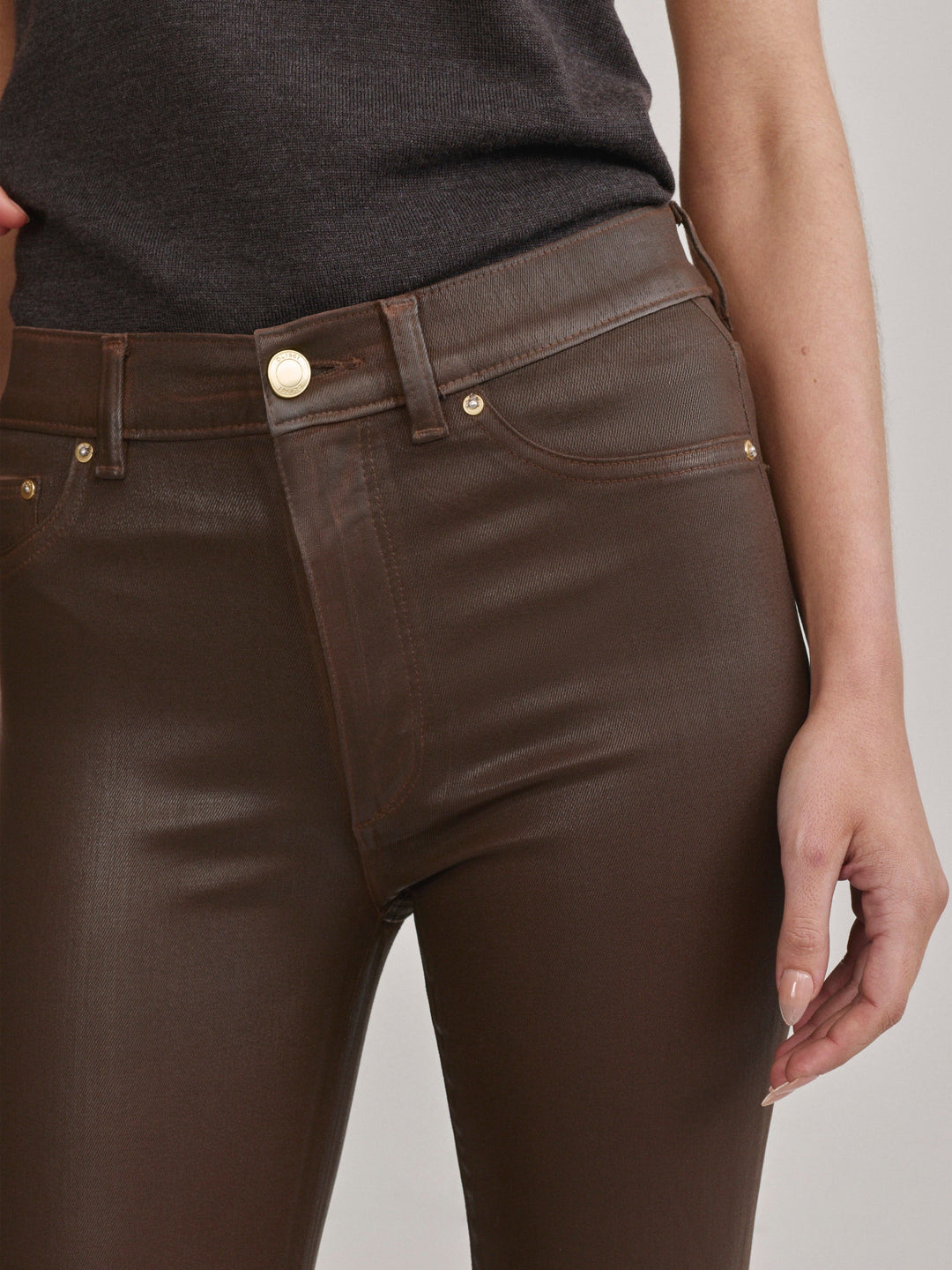 Bridget Bootcut High Rise Instasculpt™ Crop Jeans | Brownstone Coated