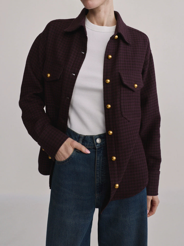Addison Overshirt | Malbec Houndstooth