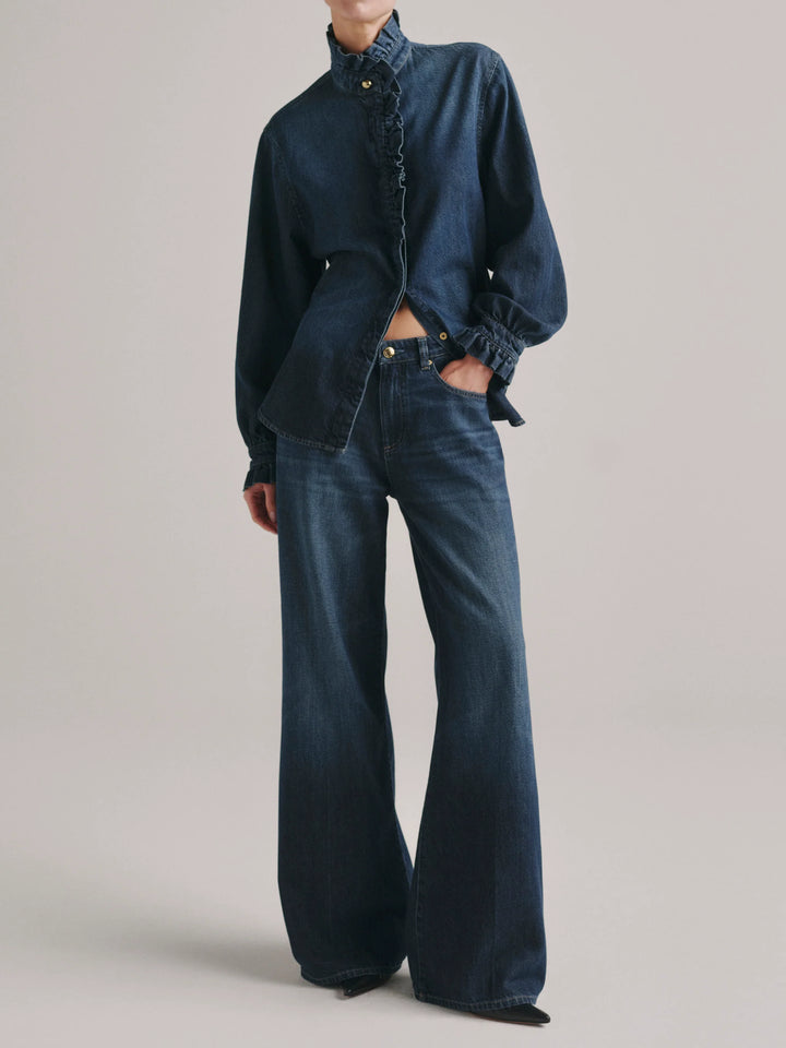 Ruffle Shirt | Fall Blue Aura