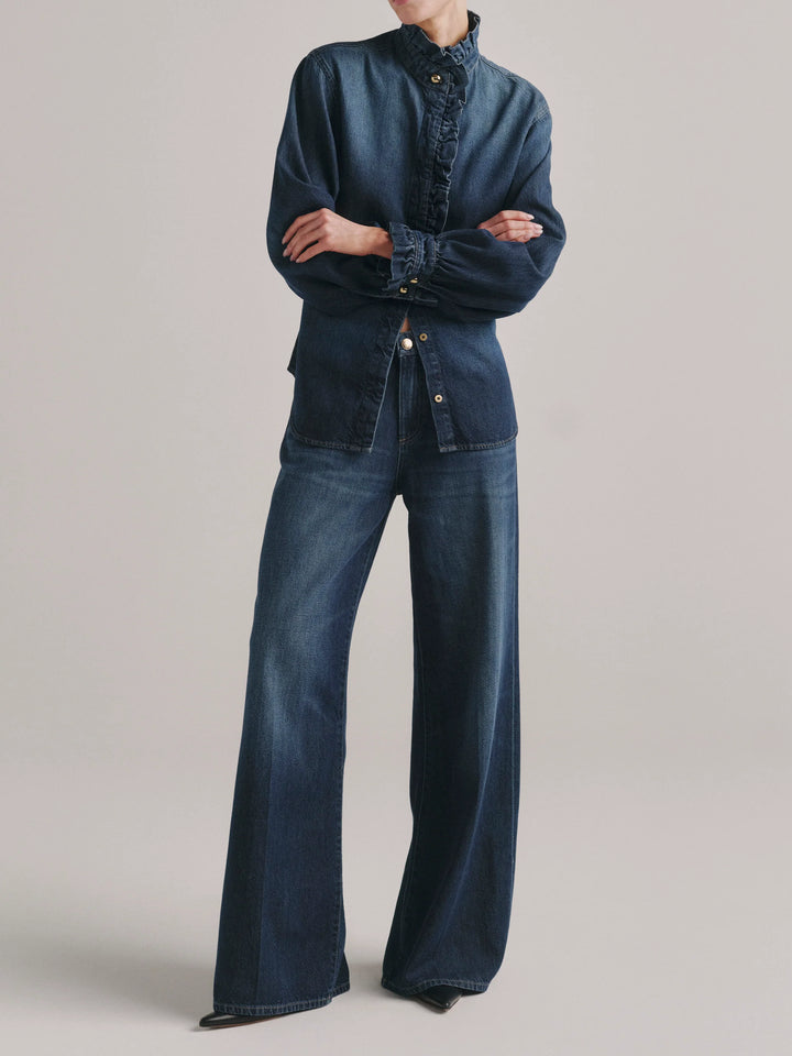 Ruffle Shirt | Fall Blue Aura