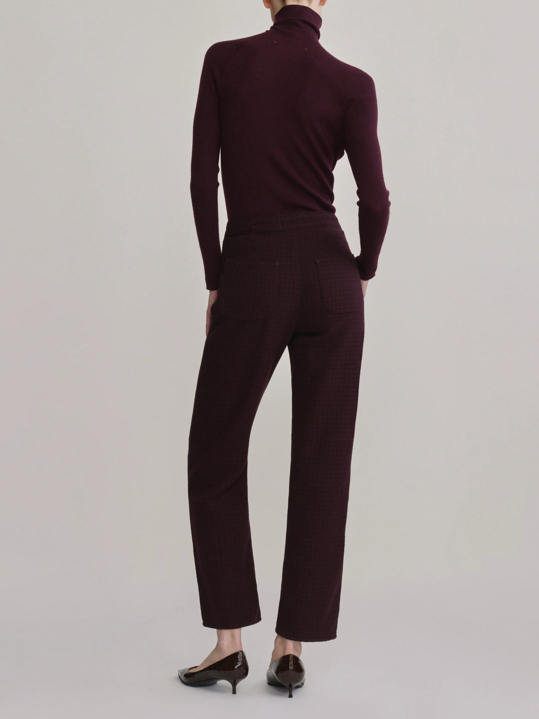 Karmine Refined Wide Leg 28" | Malbec Houndstooth