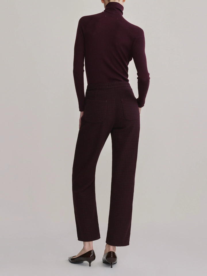 Karmine Refined Wide Leg 28" | Malbec Houndstooth