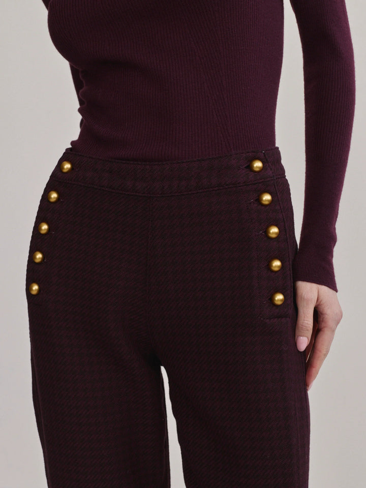 Karmine Refined Wide Leg 28" | Malbec Houndstooth