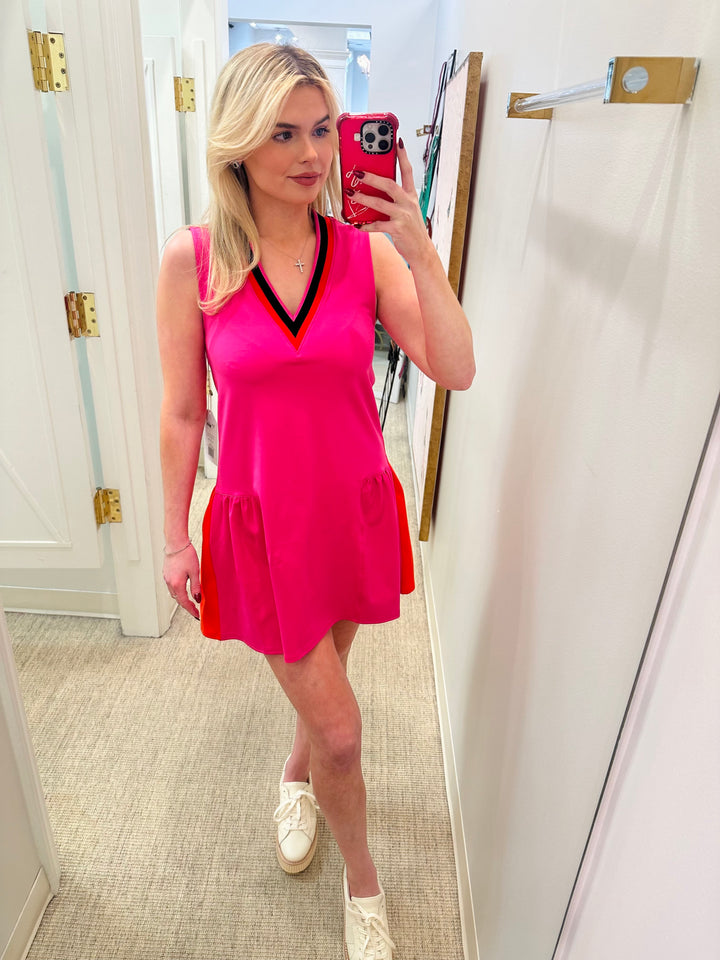 Varsity Daisy Dress | Berry Colorblock