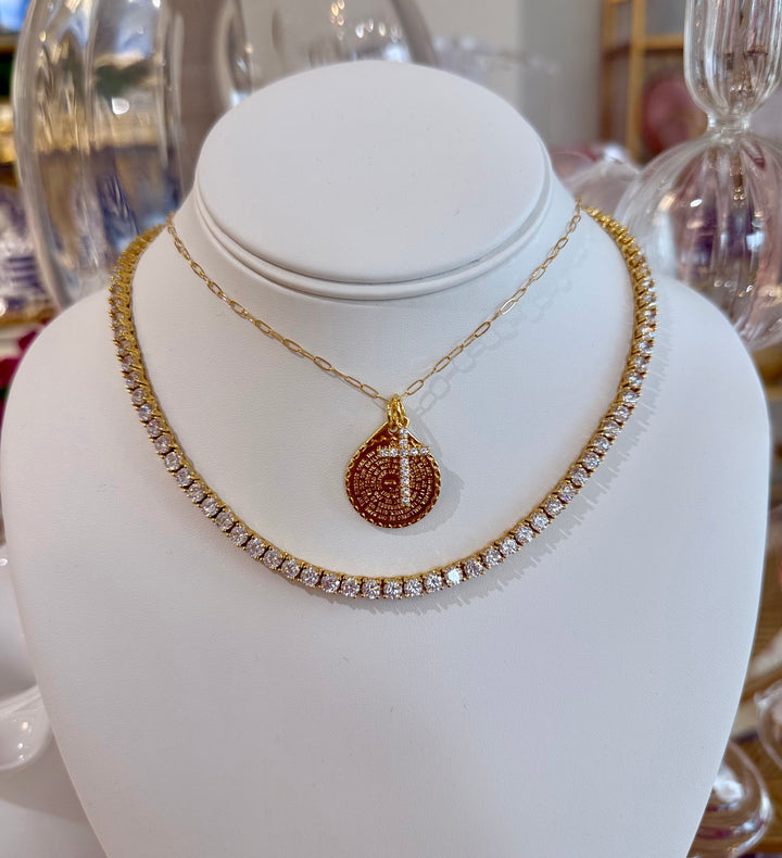 Lord's Prayer Medallion Chain with Cross