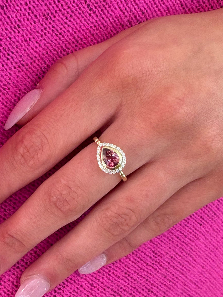 14kt Pink Tourmaline & Diamond Ring
