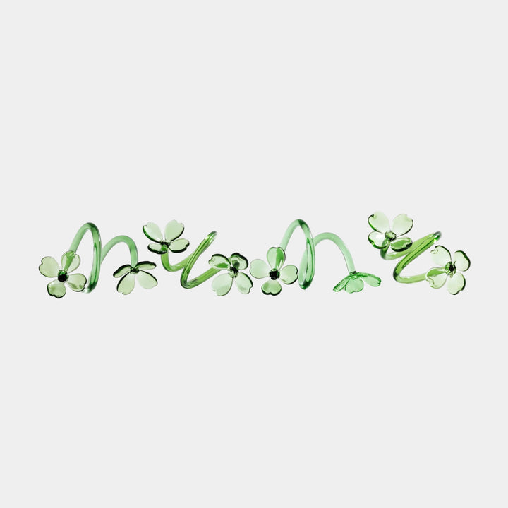 Botanica Glass Flower Napkin Ring Holder Set of 4