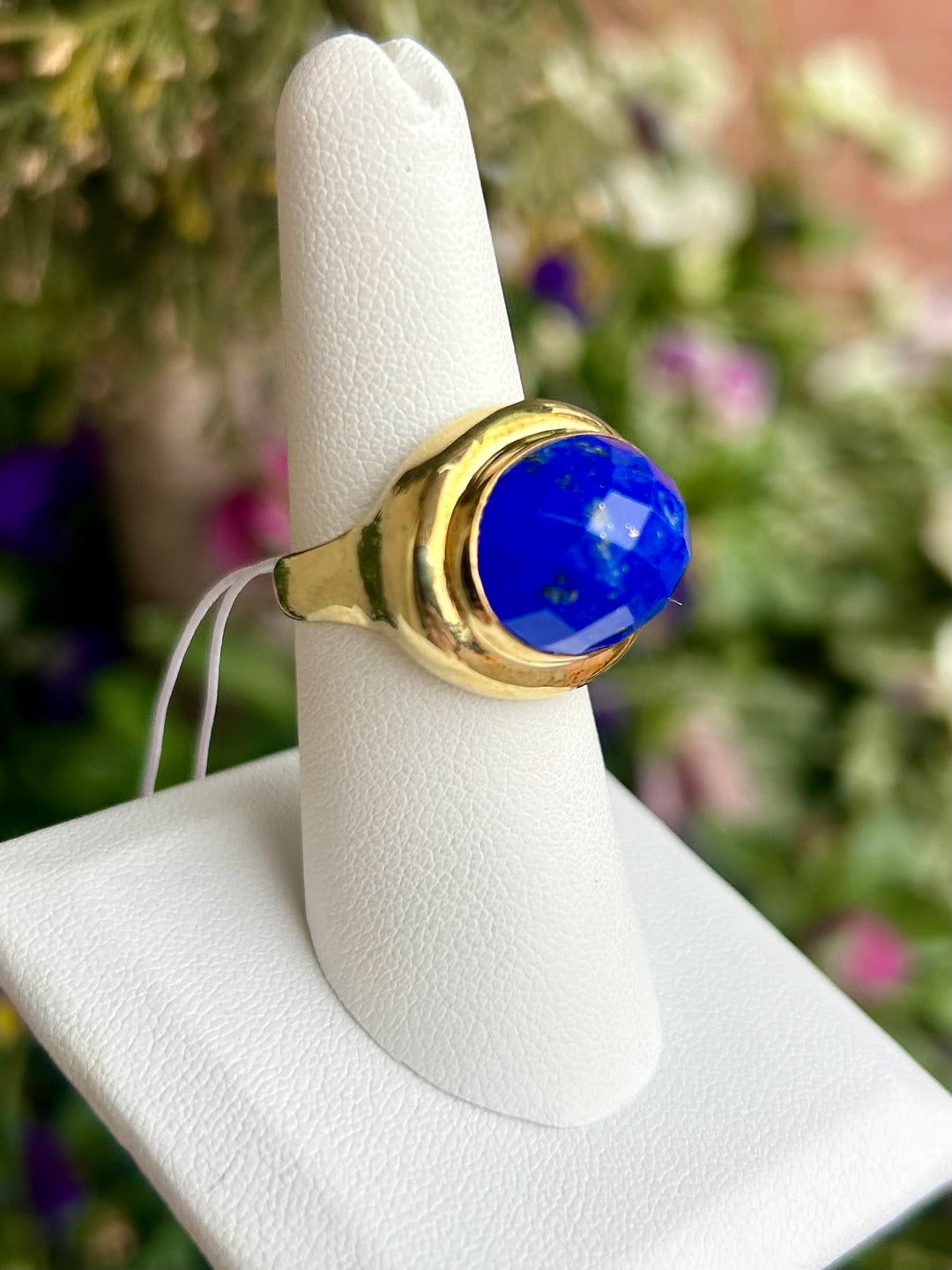 RZ5262 14kt Gold Faceted Lapis Ring