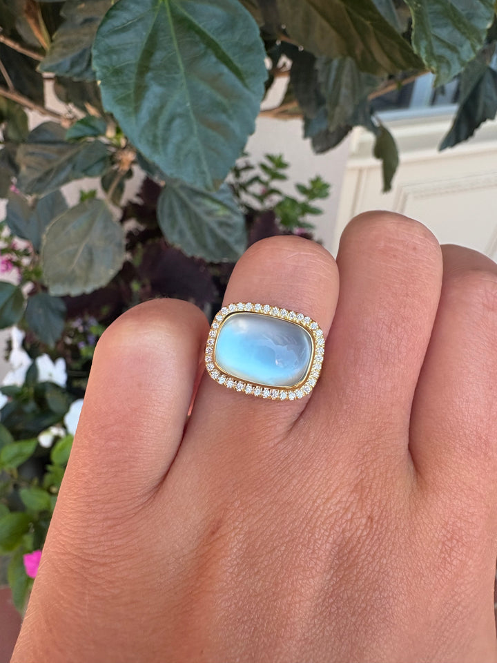 14kt Blue Topaz & .16ct Diamond Ring R17578DMS