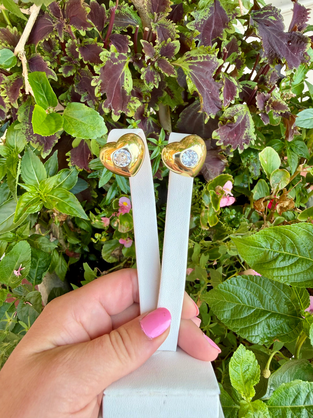 Heart Earrings with Round CZ Center