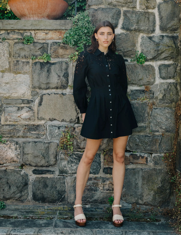 Marta Long Sleeve Mini Dress | Black