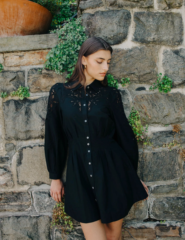 Marta Long Sleeve Mini Dress | Black