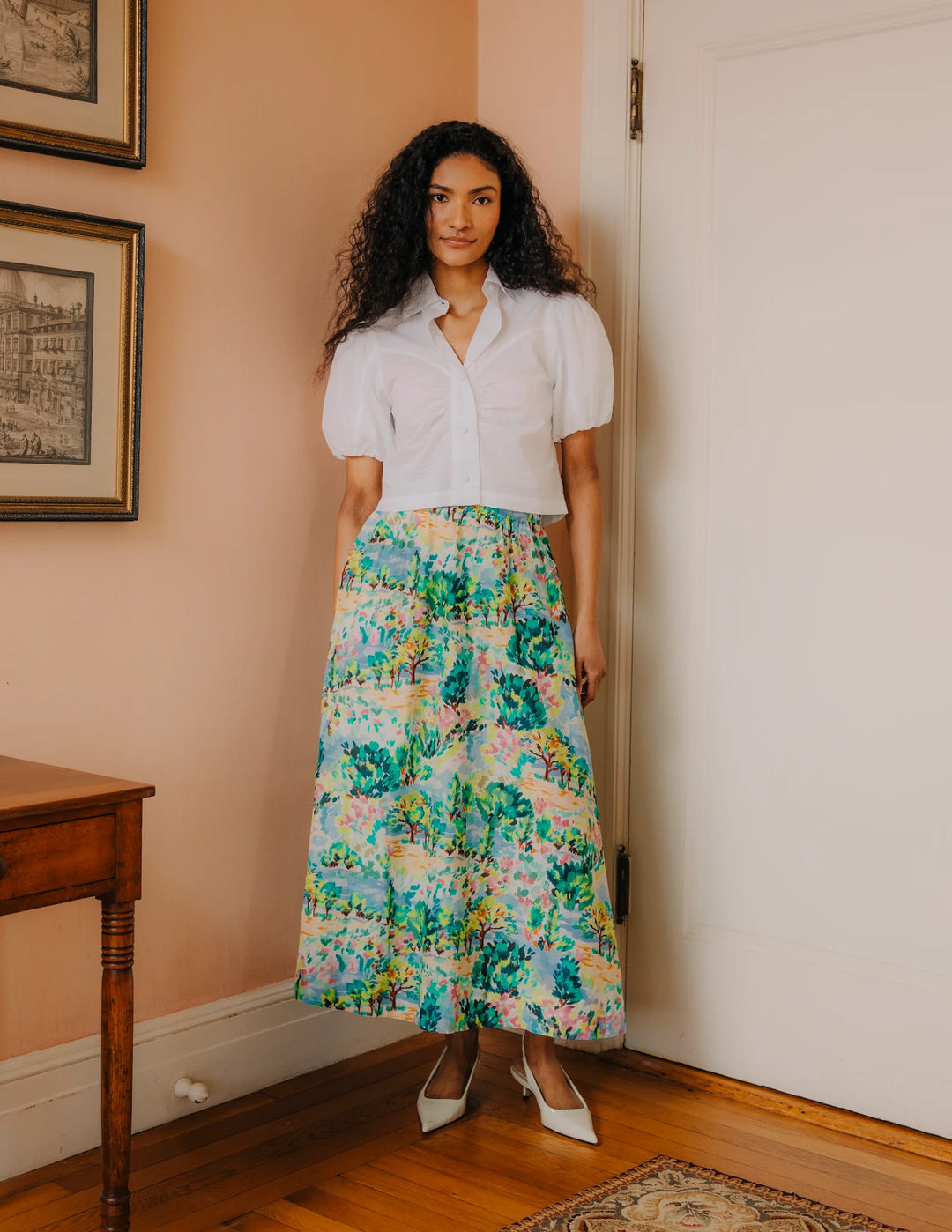 Porto Maxi Skirt | Giverny Garden – Charlotte's Inc