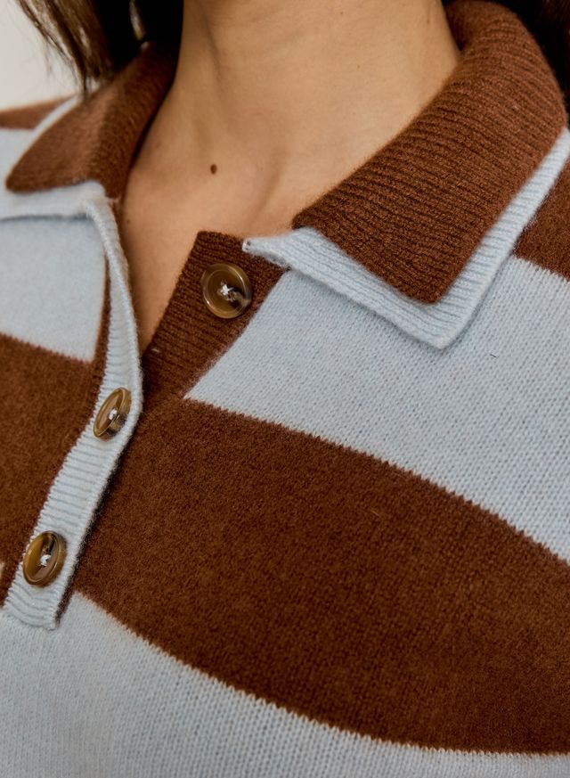 Stripe Double Collar Sweater | Syrup Whisper