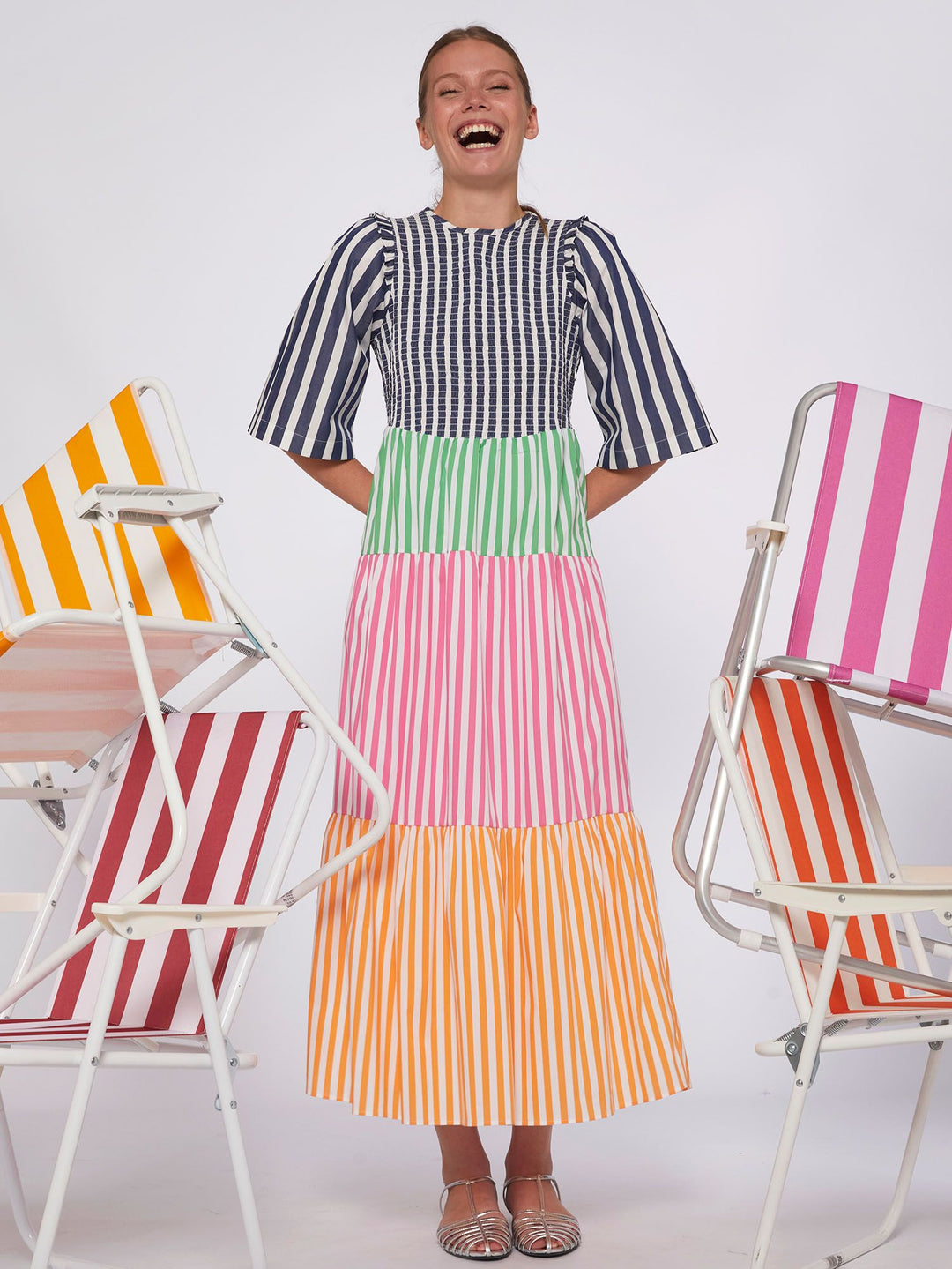 Vilagallo Caila Dress | Poplin Stripes