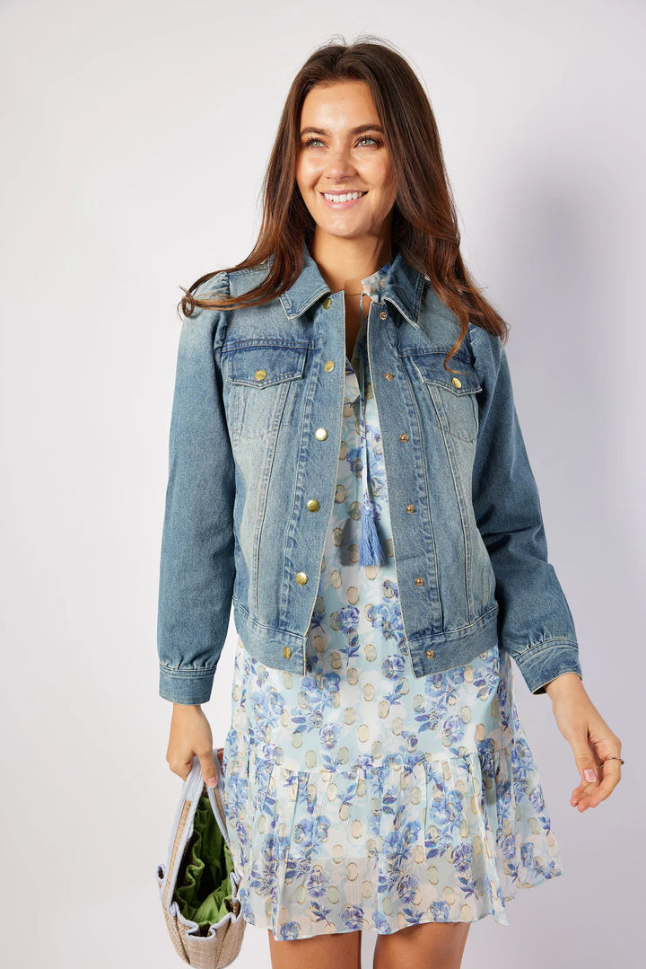 Puff Sleeve Denim Jacket | Blue Denim