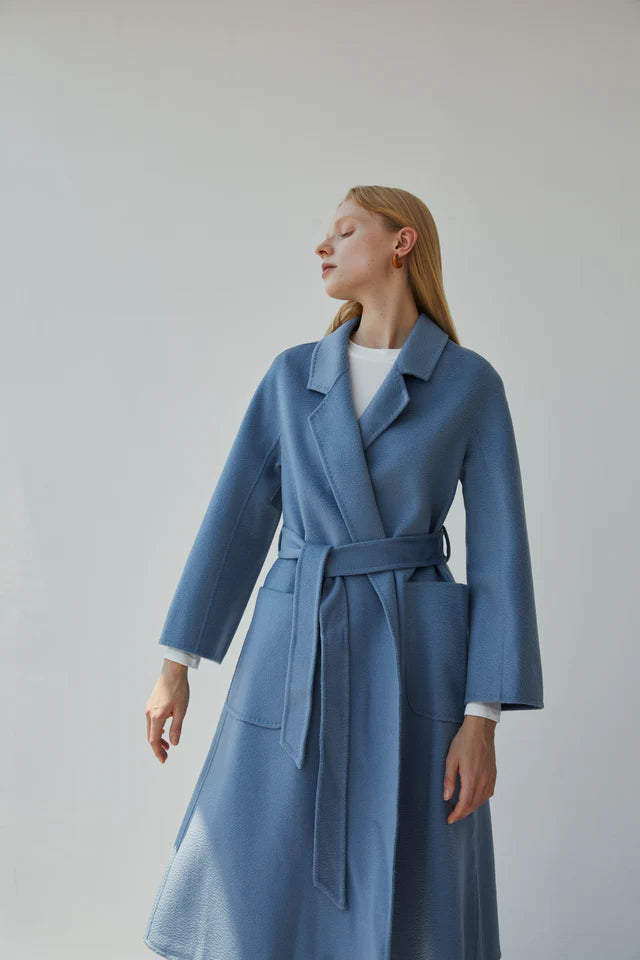The Classic Wrap Coat | Light Blue