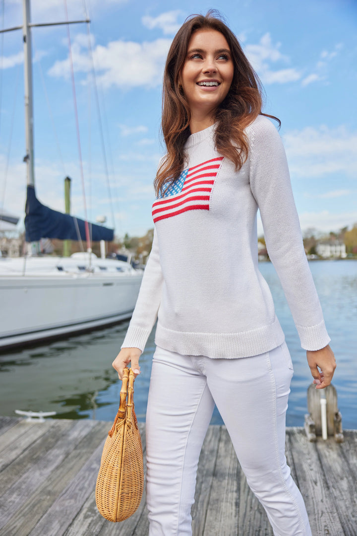 White Classic Flag Sweater