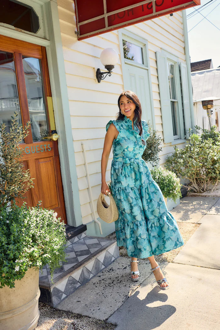 Sleeveless Sadie Maxi Dress | Aqua Floral