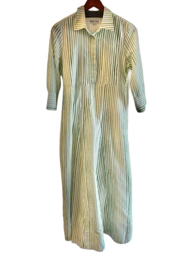 Alexa Dress | Green English Stripe