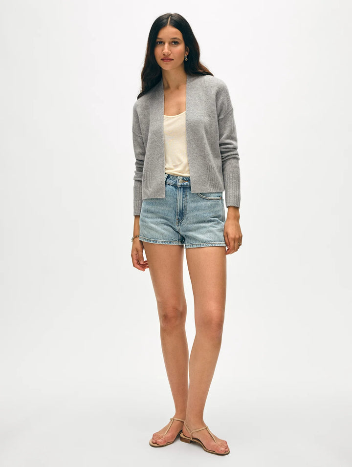 Cashmere Open-Front Cardigan | Grey Heather