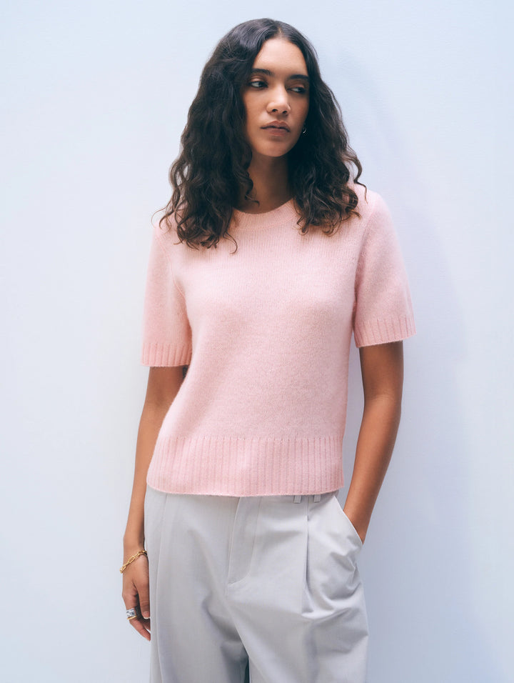 Cashmere Featherweight T-Shirt | Clay Pink - Charlotte's Inc