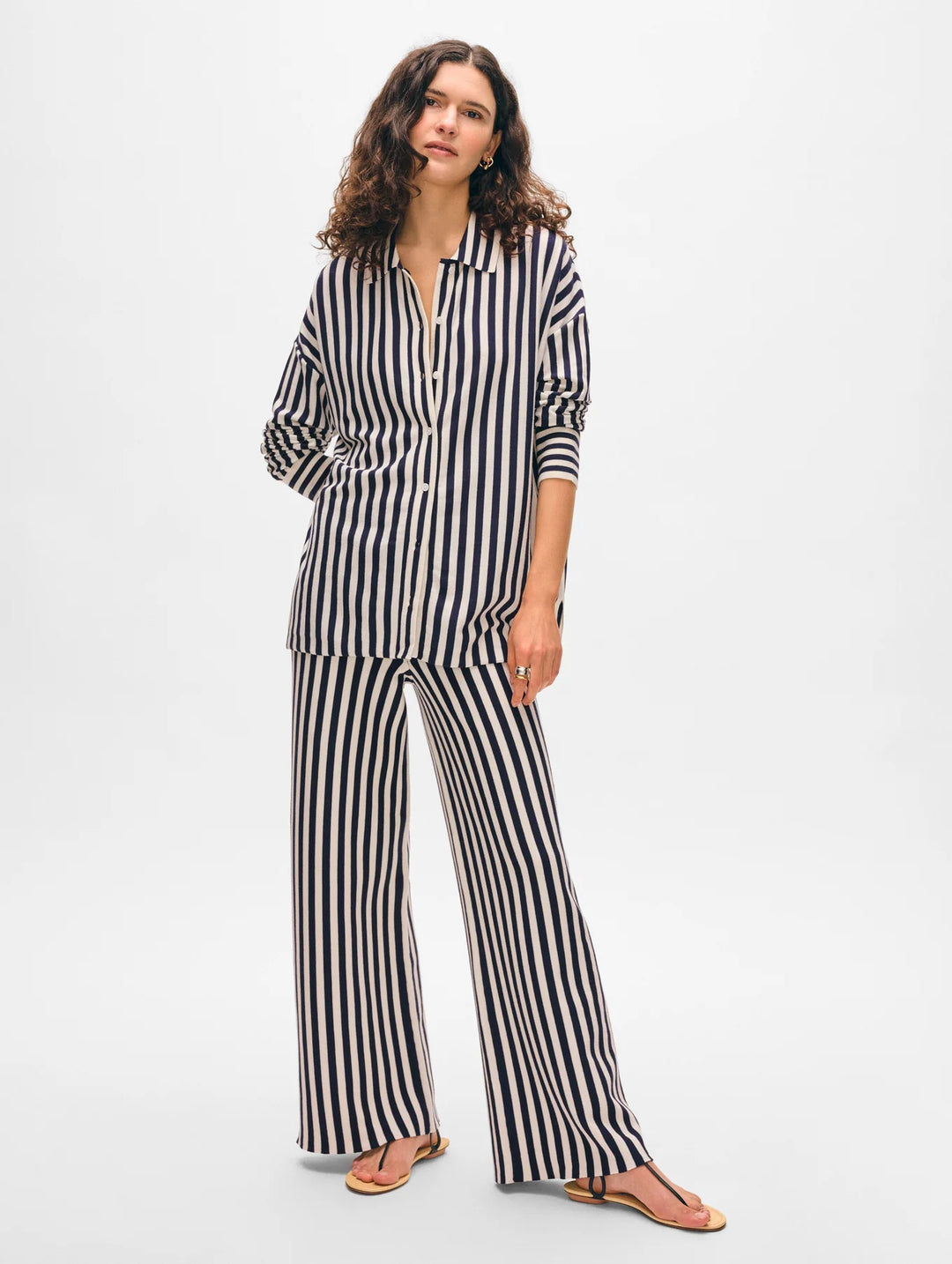 Superfine Organic Cotton Striped Shirt | Navy