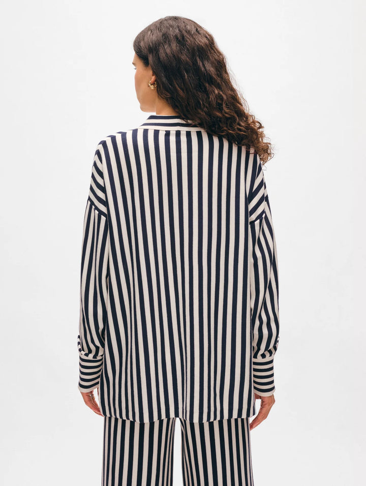 Superfine Organic Cotton Striped Shirt | Navy