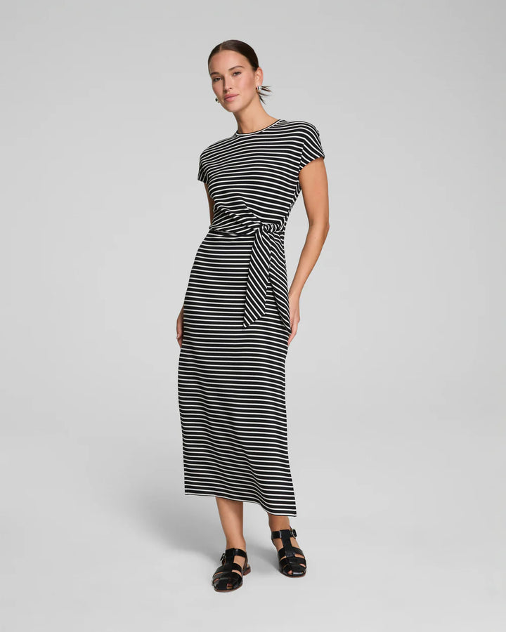 AirEssentials Tie Waist Maxi Dress | Very Black Stripe