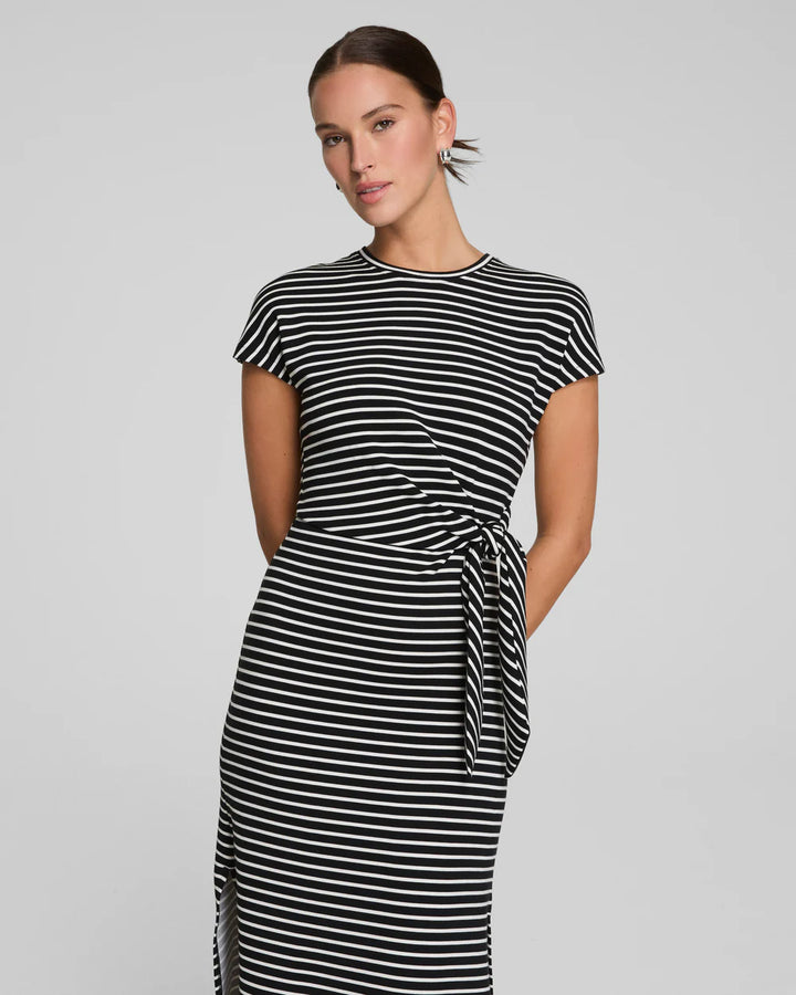 AirEssentials Tie Waist Maxi Dress | Very Black Stripe