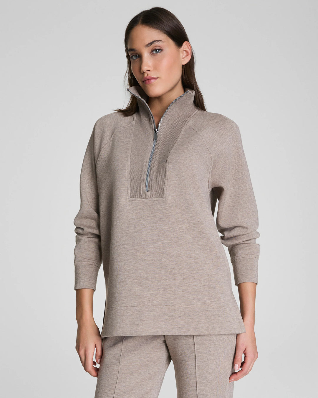 AirEssentials Brushed Half Zip Tunic | Birch Heather