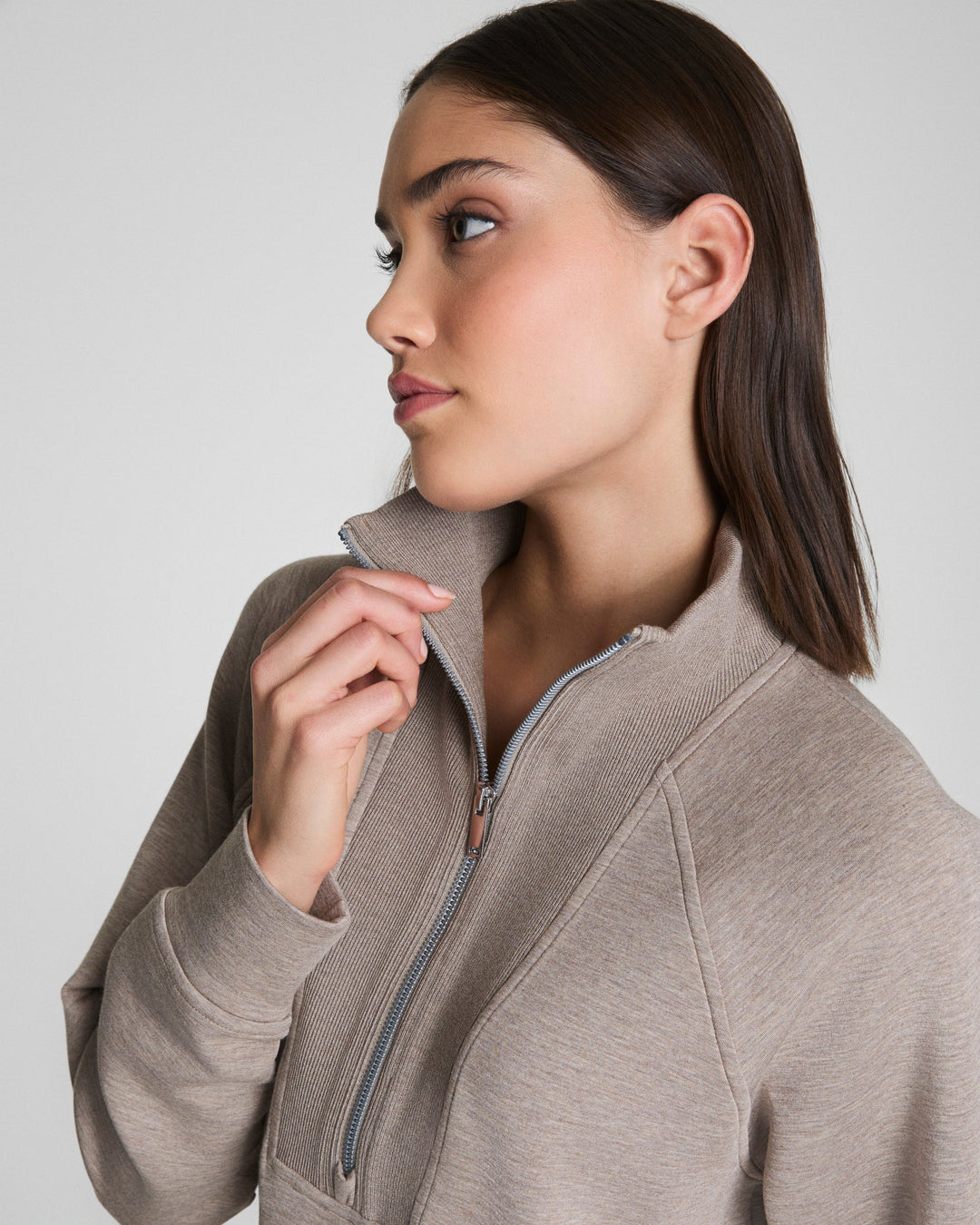 AirEssentials Brushed Half Zip Tunic | Birch Heather