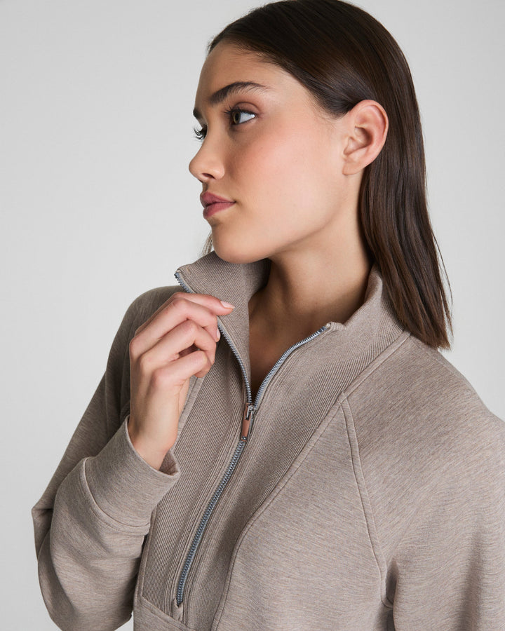 AirEssentials Brushed Half Zip Tunic | Birch Heather