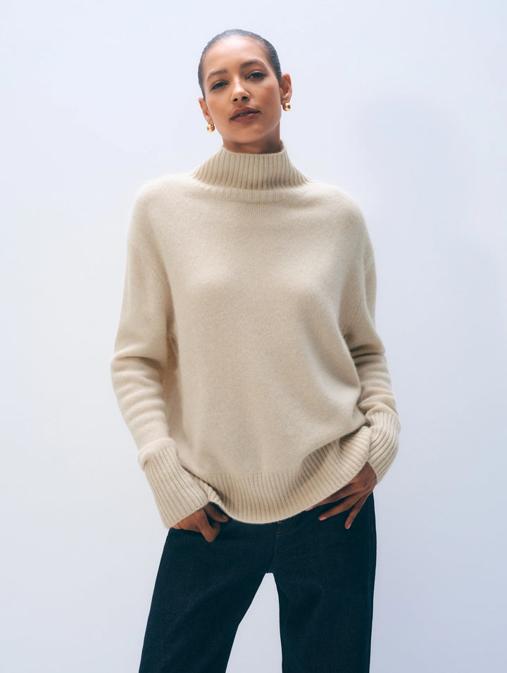 Cashmere Oversized Standneck Sweater | Natural Heather