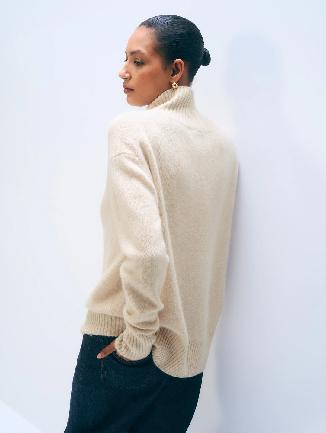 Cashmere Oversized Standneck Sweater | Natural Heather