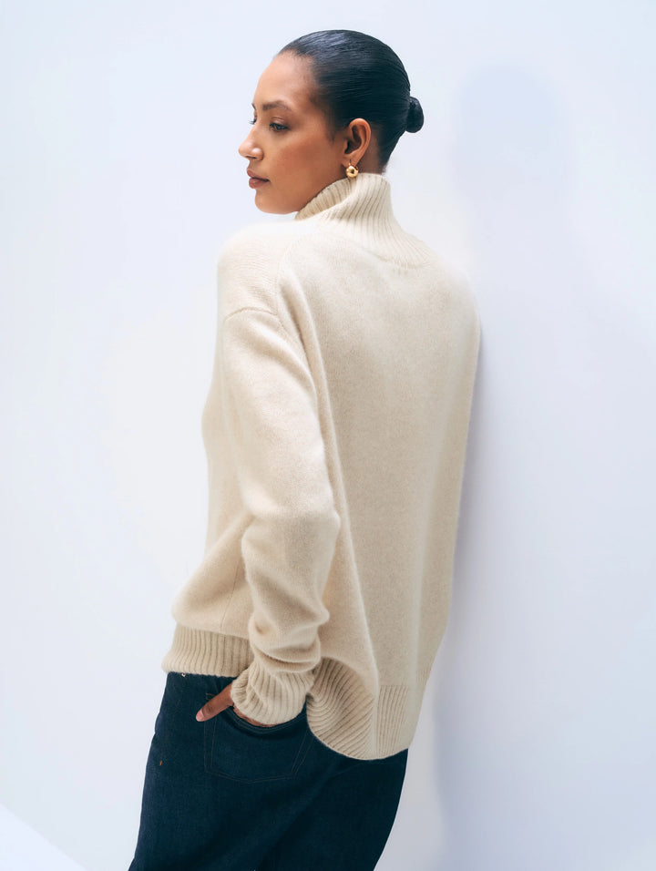 Cashmere Oversized Standneck Sweater | Natural Heather