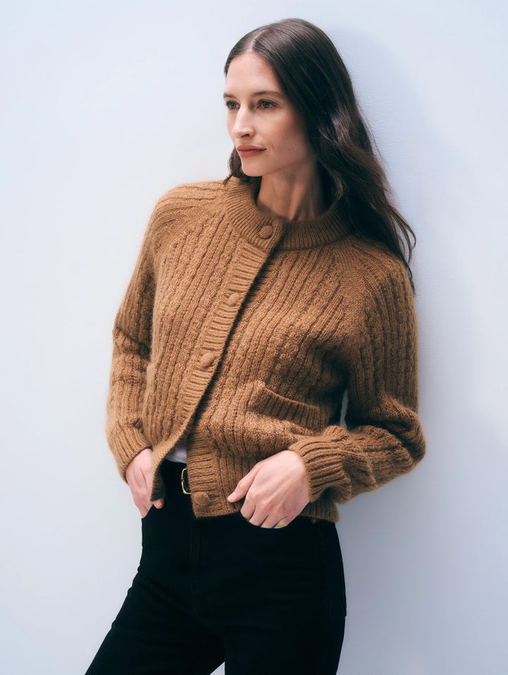 Mohair Blend Cardigan | Camel Brown