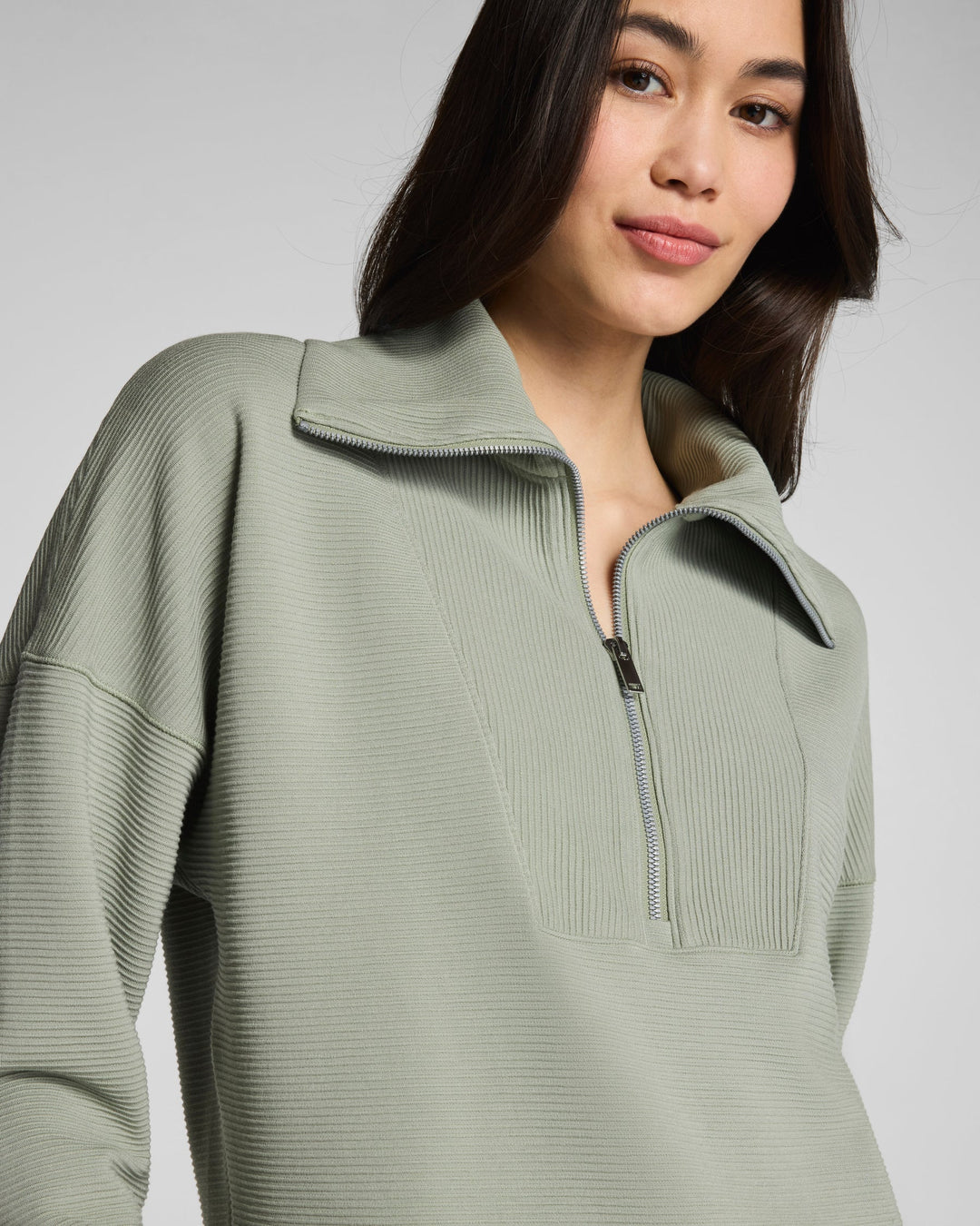 French Rib Half Zip | Sage Brush