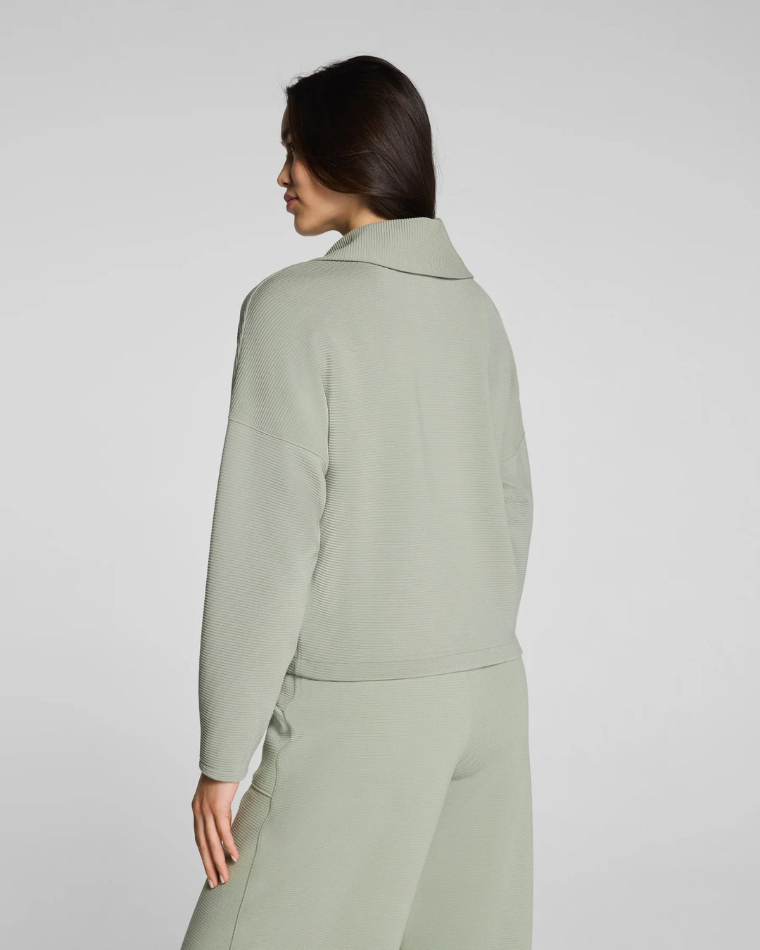 French Rib Half Zip | Sage Brush