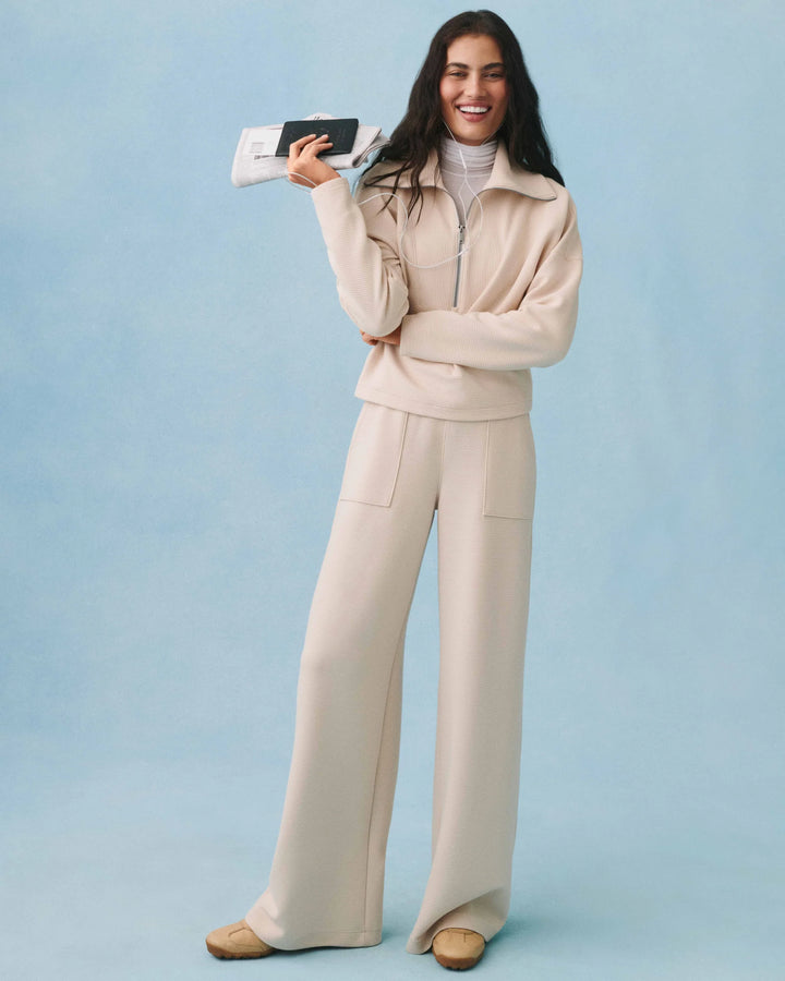 French Rib Wide Leg Pant | Toasted Coconut