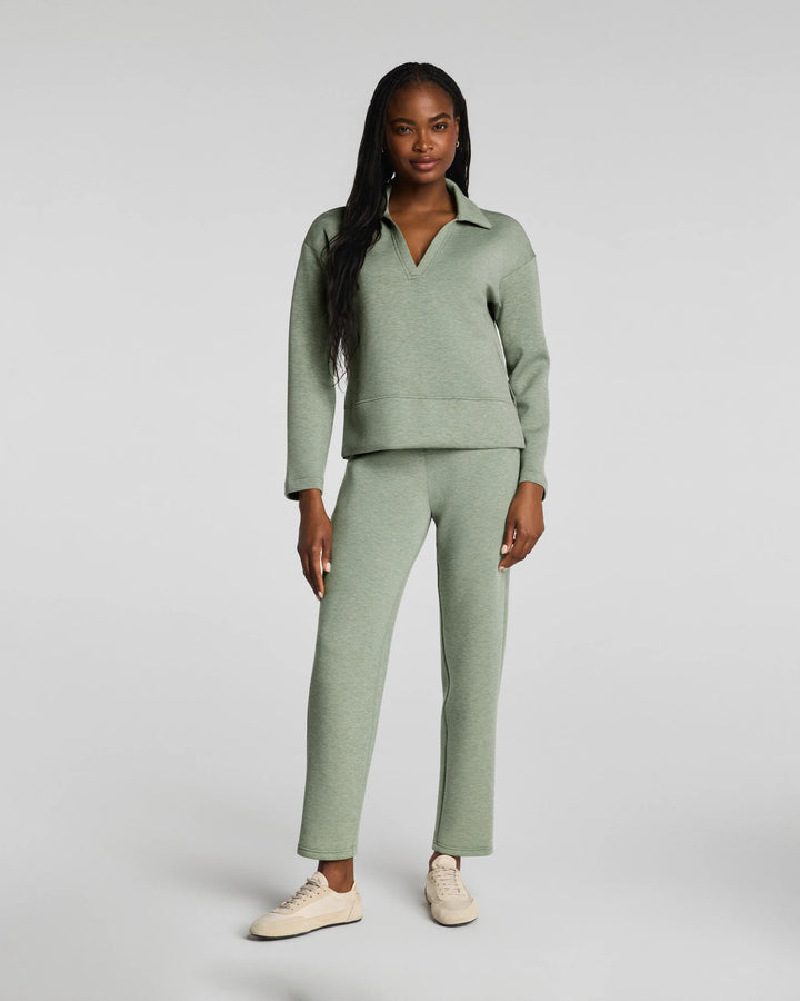 AirEssentials Polo Top  | Sage Brushed Heather - Charlotte's Inc